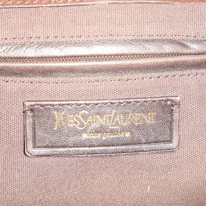 Borsa a spalla Saint Laurent Besace Messenger in camoscio marrone simil coccodrillo - Detail D3