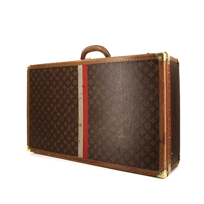 Louis Vuitton Alzer suitcase in monogram canvas and natural leather - Detail D1