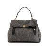Yves Saint Laurent Muse Two large model handbag in grey canvas and black patent leather - 360 thumbnail