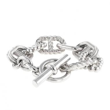 Brazalete Hermes Parade modelo grande en plata