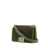 Chanel Boy shoulder bag in green and purple tweed and green velvet - 00pp thumbnail