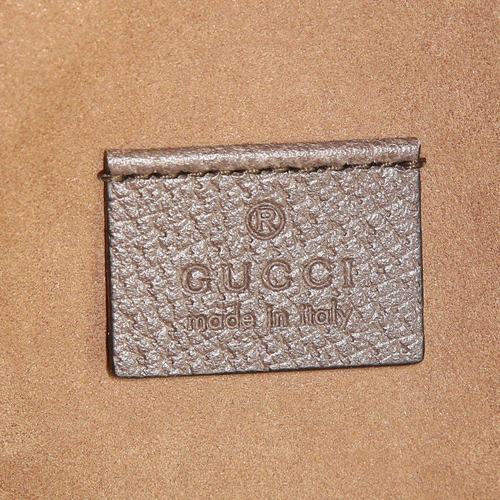 Mochila Gucci Tian en tela monogram y cuero marrón - Detail D3