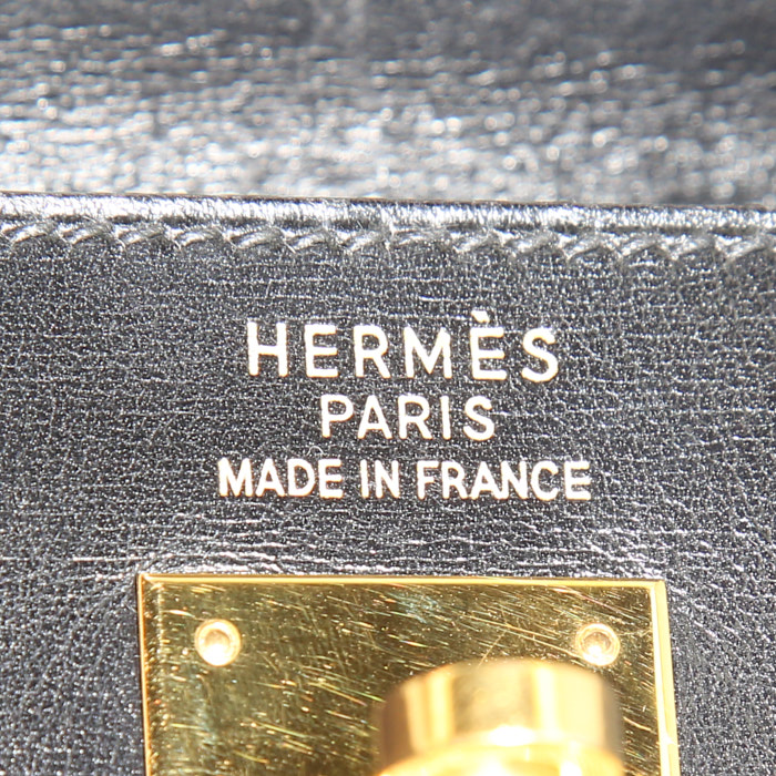 Sac à main Hermes Kelly 35 cm en cuir box noir - Detail D4