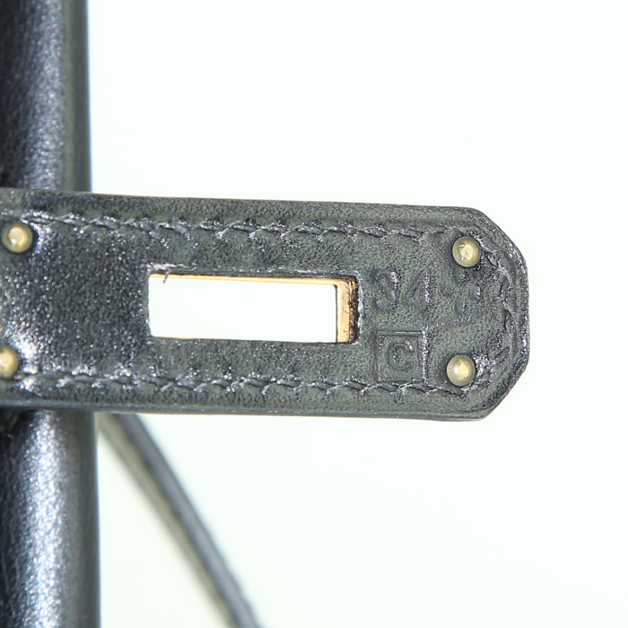 Sac à main Hermes Kelly 35 cm en cuir box noir - Detail D5