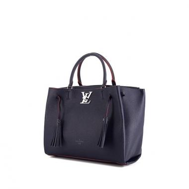 Bolso de mano Louis Vuitton Lockme en cuero azul marino