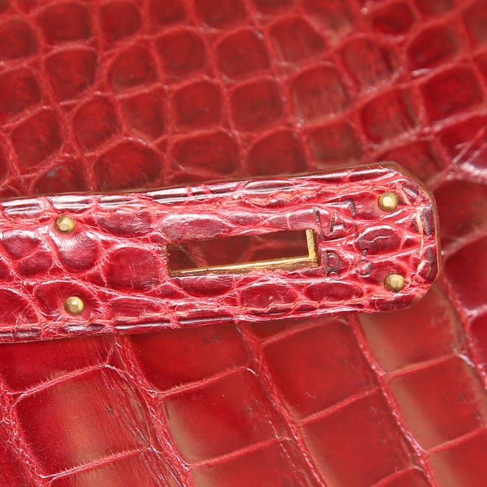 Bolso Hermes Kelly 32 cm en cocodrilo porosus rojo - Detail D5