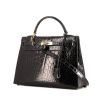 Hermes Kelly 32 cm handbag in black alligator - 00pp thumbnail
