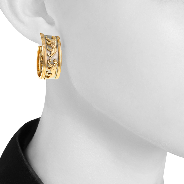 Cartier Panthère hoop earrings in yellow gold and white gold - Detail D1
