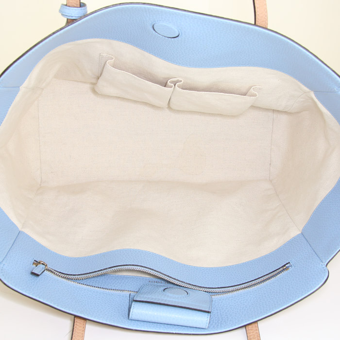 Sac cabas Gucci Swing en cuir grainé beige - Detail D2