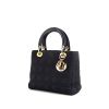Dior Lady Dior medium model handbag in navy blue canvas cannage - 00pp thumbnail