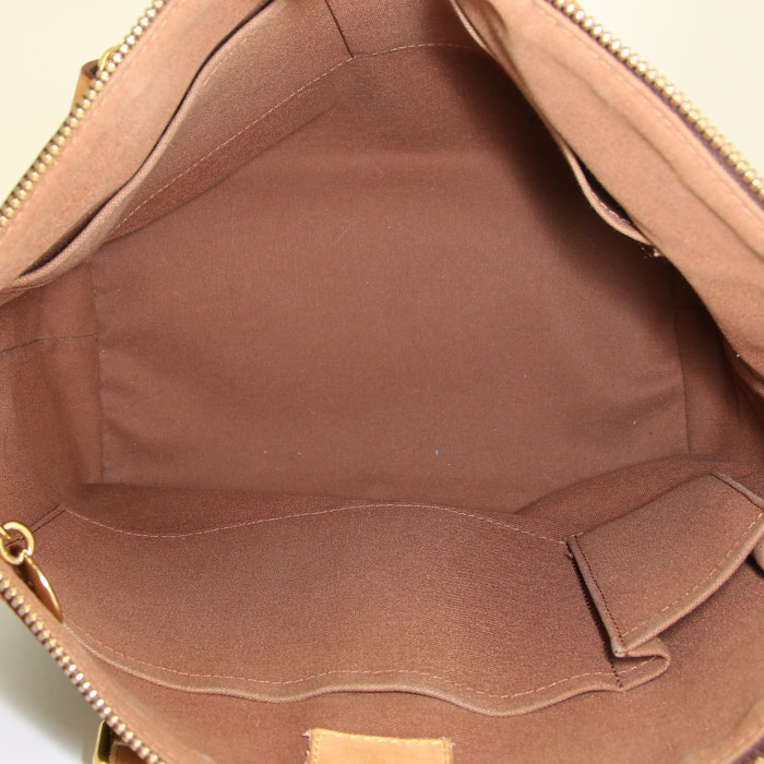 Louis Vuitton handbag in brown monogram canvas and natural leather - Detail D3