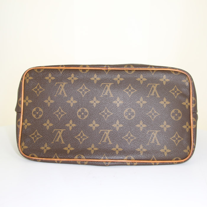Sac à main Louis Vuitton en toile monogram marron et cuir naturel - Detail D5