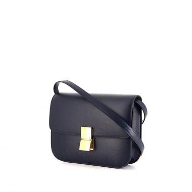 Celine Classic Box handbag in blue grained leather
