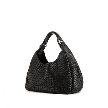 Sac à main Bottega Veneta en cuir tressé noir