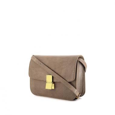 Bolso de mano Celine Classic Box en piel de lagarto color topo