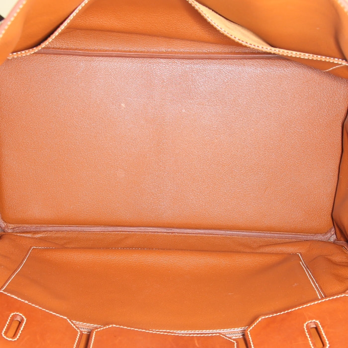 Bolso de mano Hermes Birkin 40 cm en cuero Barenia - Detail D2