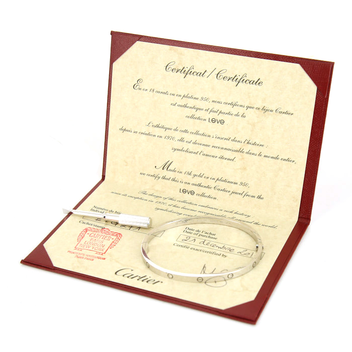 Bracciale Cartier Love modello piccolo in oro bianco - Detail D2