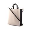 Marni shopping bag in dark green, white and black leather - 00pp thumbnail