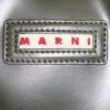 Marni shopping bag in dark green, white and black leather - Detail D4 thumbnail