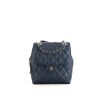 Chanel Sac à dos backpack in navy blue quilted grained leather - 360 thumbnail