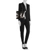 Shopping bag Chanel Deauville in tela cerata bicolore nera e bianca - Detail D2 thumbnail