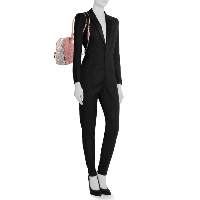 Chanel Sac à dos backpack in pink, grey and yellow paillette - Detail D1