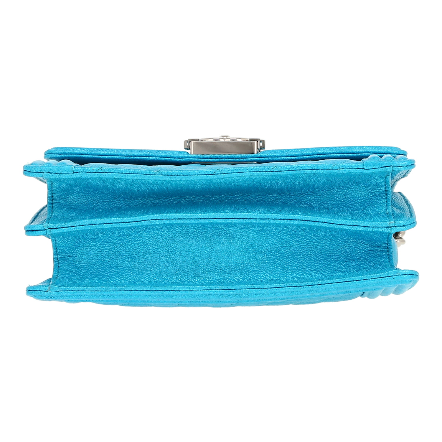Borsa a tracolla Chanel Boy in pelle trapuntata blu - Detail D1