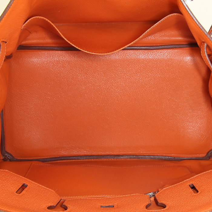 Bolso de mano Hermes Birkin 35 cm en cuero togo naranja - Detail D2