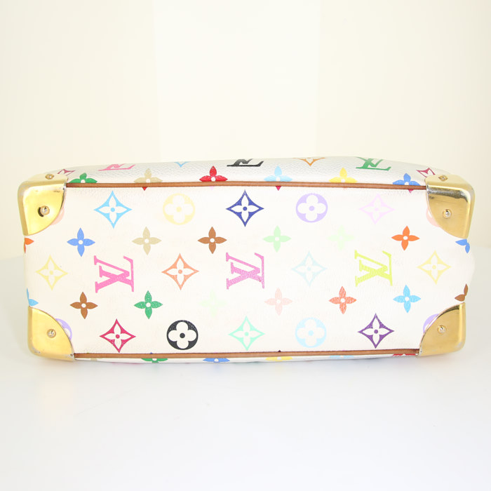 Bolso de mano Louis Vuitton Trouville en lona Monogram multicolor y cuero natural - Detail D4