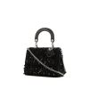 Borsa a tracolla Dior Be Dior in tela nera ricamata con perle - 00pp thumbnail