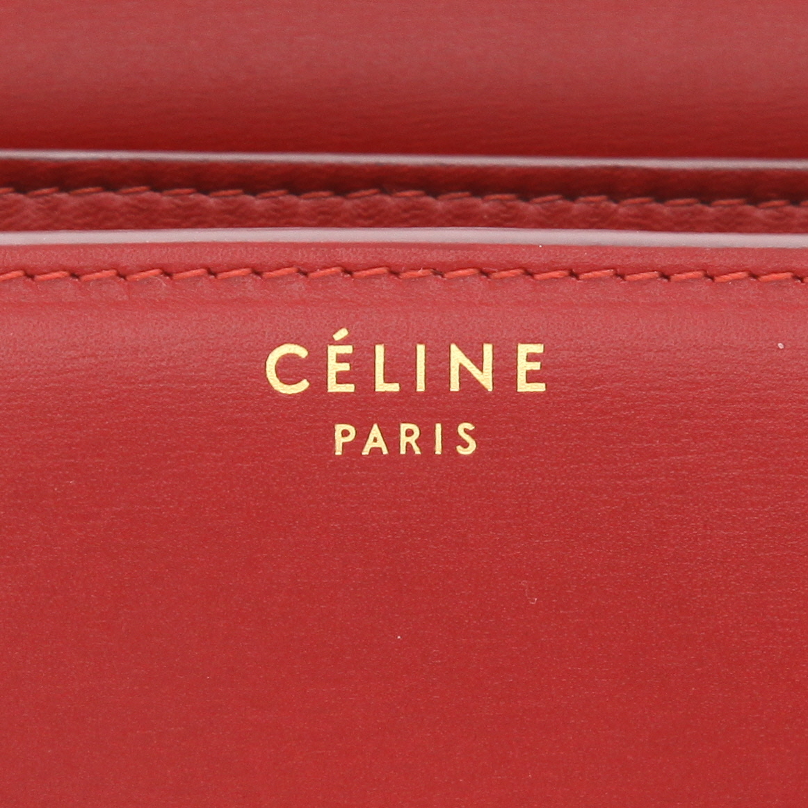 Celine  Classic Box shoulder bag  in red box leather - Detail D2
