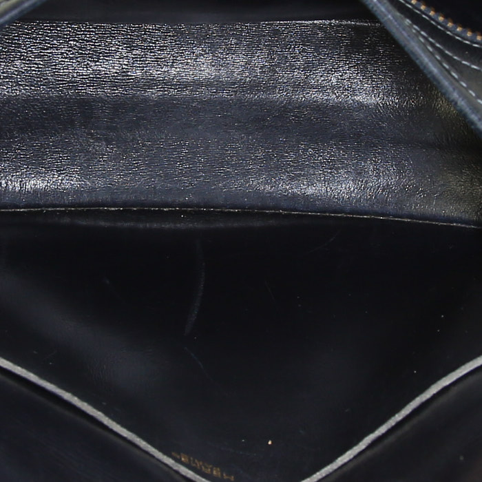 Sac bandoulière Hermes Balle De Golf en cuir box bleu-marine - Detail D2