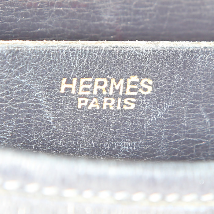 Hermes Balle De Golf shoulder bag in navy blue box leather - Detail D3