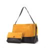 Celine All Soft shoulder bag in yellow suede and black leather - 00pp thumbnail