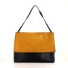 Celine All Soft shoulder bag in yellow suede and black leather - 360 thumbnail
