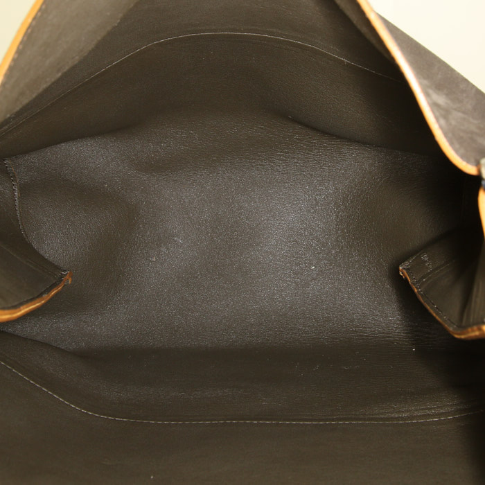Sac porté épaule Celine All Soft en daim jaune et cuir noir - Detail D2