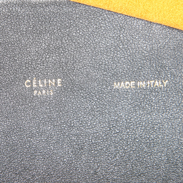 Bolso para llevar al hombro Celine All Soft en ante amarillo y cuero negro - Detail D3