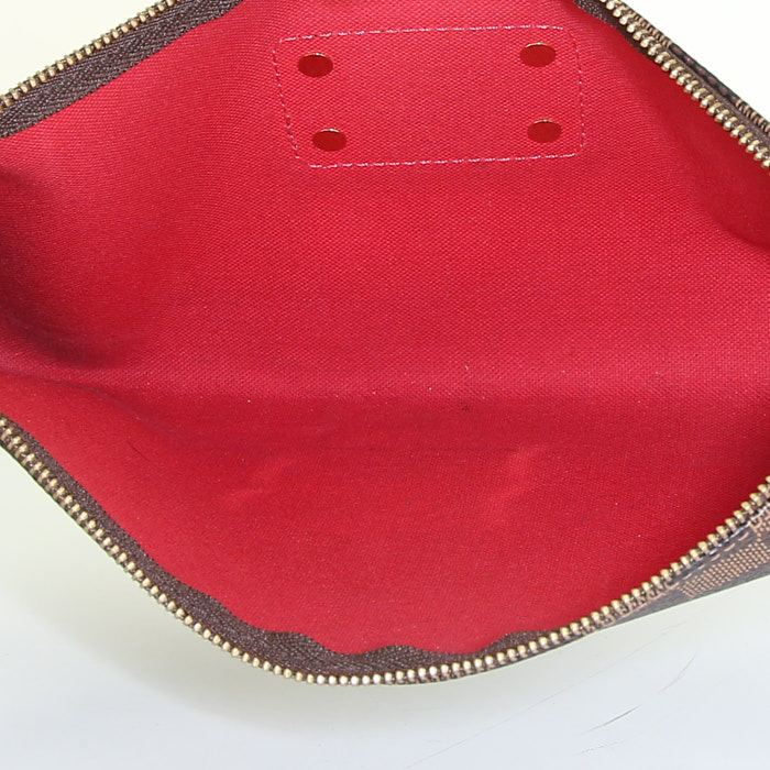 Louis Vuitton Eva shoulder bag in brown damier canvas and brown leather - Detail D3