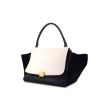 Celine Trapeze large model handbag in white leather and black suede - 00pp thumbnail