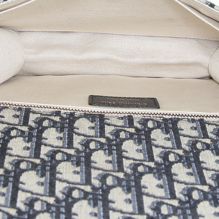 Bolso bandolera Dior Oblique en lona Monogram y cuero azul - Detail D2