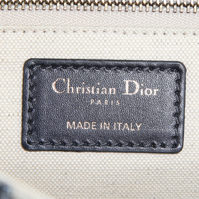 Dior Oblique shoulder bag in monogram canvas and blue leather - Detail D3
