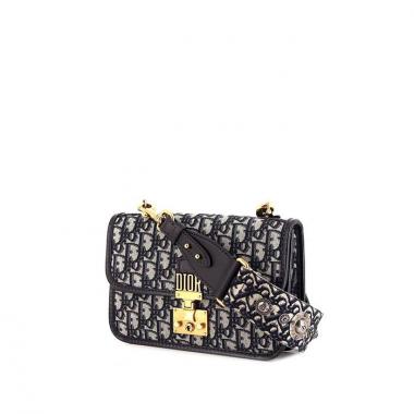 Bolso bandolera Dior Oblique en lona Monogram y cuero azul