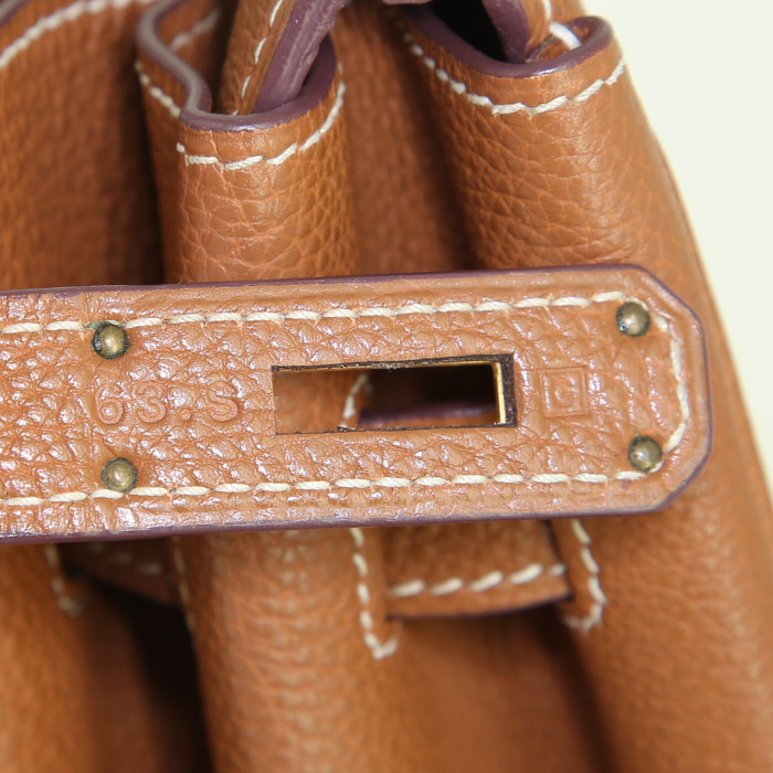 Bolso de mano Hermes Birkin 35 cm en cuero togo color oro - Detail D4