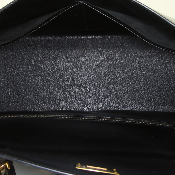 Sac à main Hermes Kelly 35 cm en cuir box noir - Detail D3