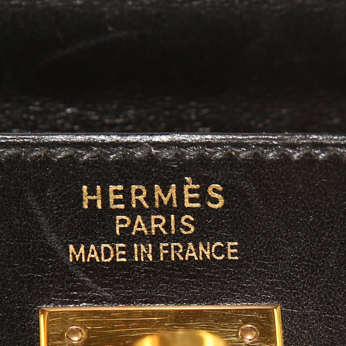 Sac à main Hermes Kelly 35 cm en cuir box noir - Detail D4