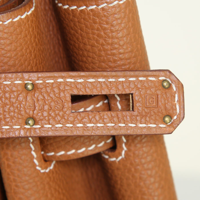 Borsa Hermes Birkin 35 cm in pelle togo gold - Detail D4