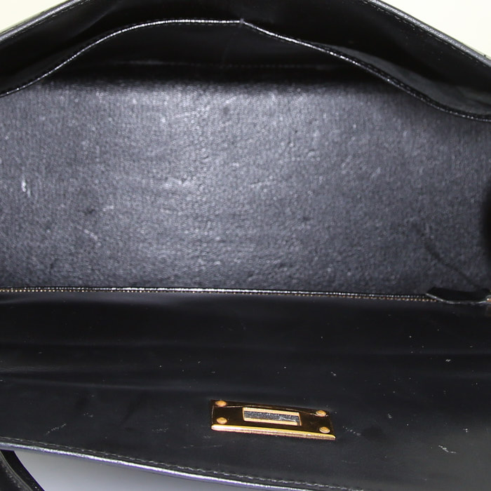 Hermes Kelly 32 cm handbag in black box leather - Detail D3