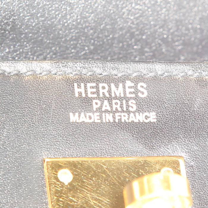 Sac à main Hermes Kelly 32 cm en cuir box noir - Detail D4