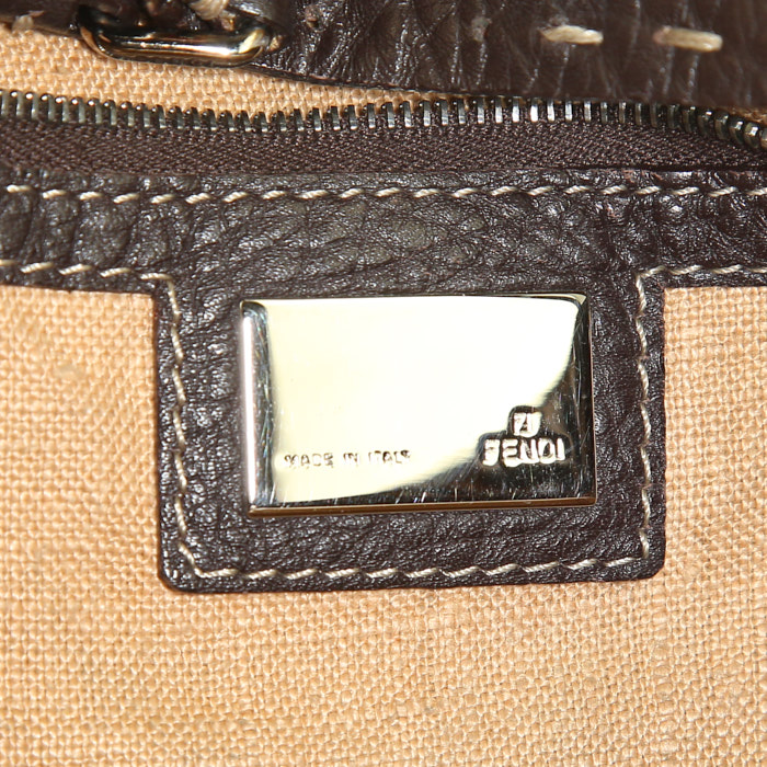 Borsa Fendi Linda in tela monogram marrone e pelle marrone - Detail D3