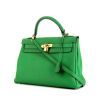 Hermes Kelly 32 cm handbag in green togo leather - 00pp thumbnail